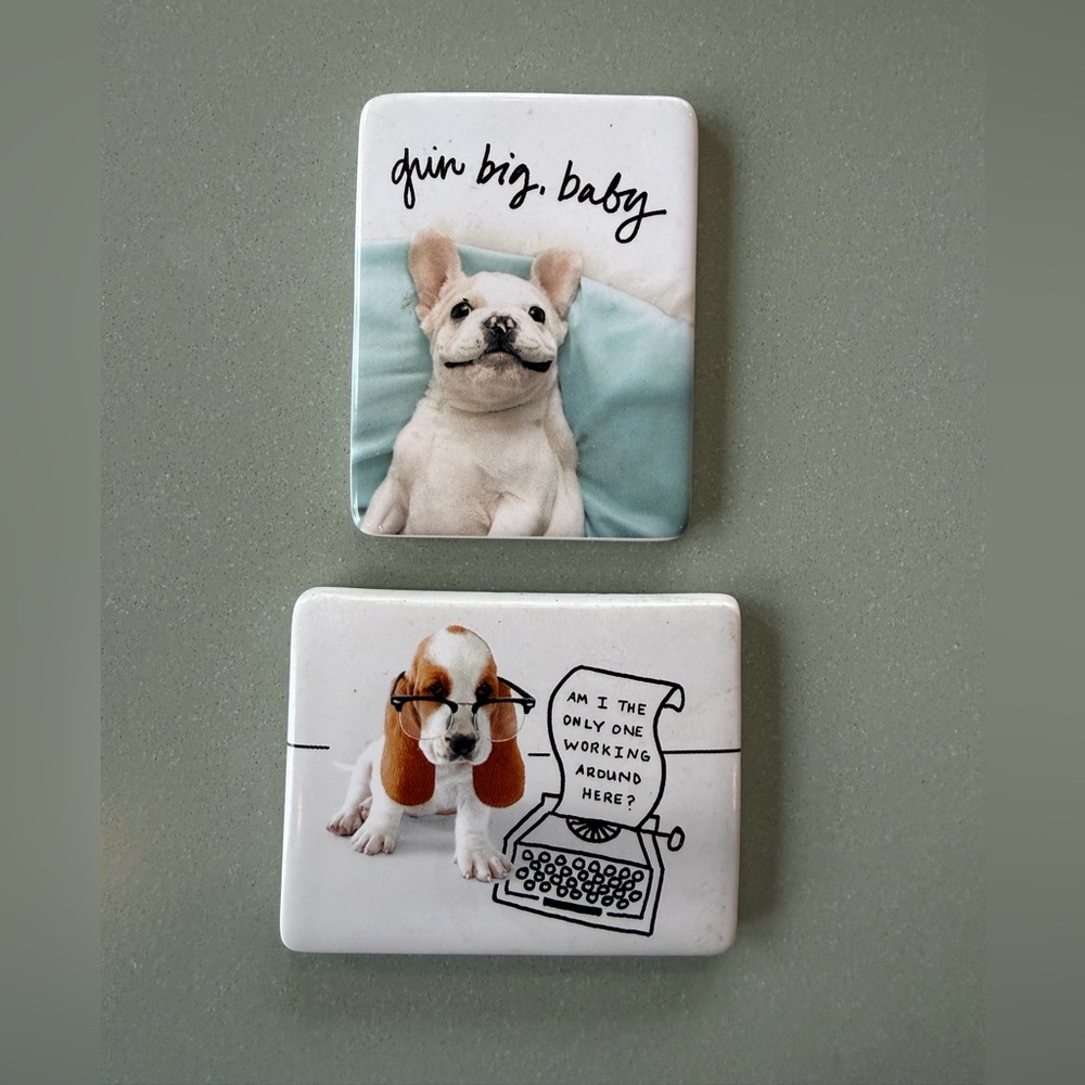 Ashley Garcia Hallmark White and Cream funny ceramic Dog Magnets
